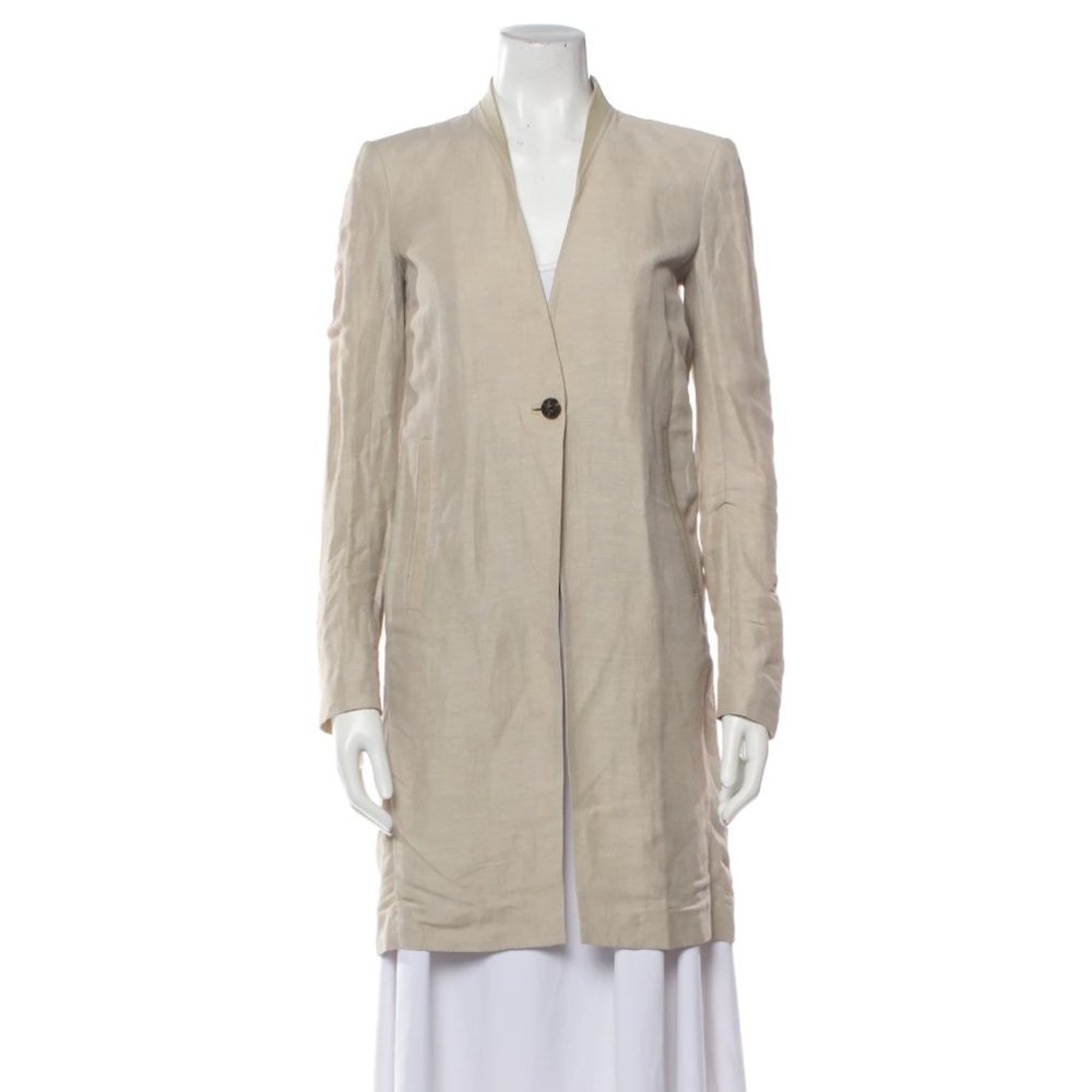 Helmut Lang Linen Coat w/ Leather accents - Sustainably made